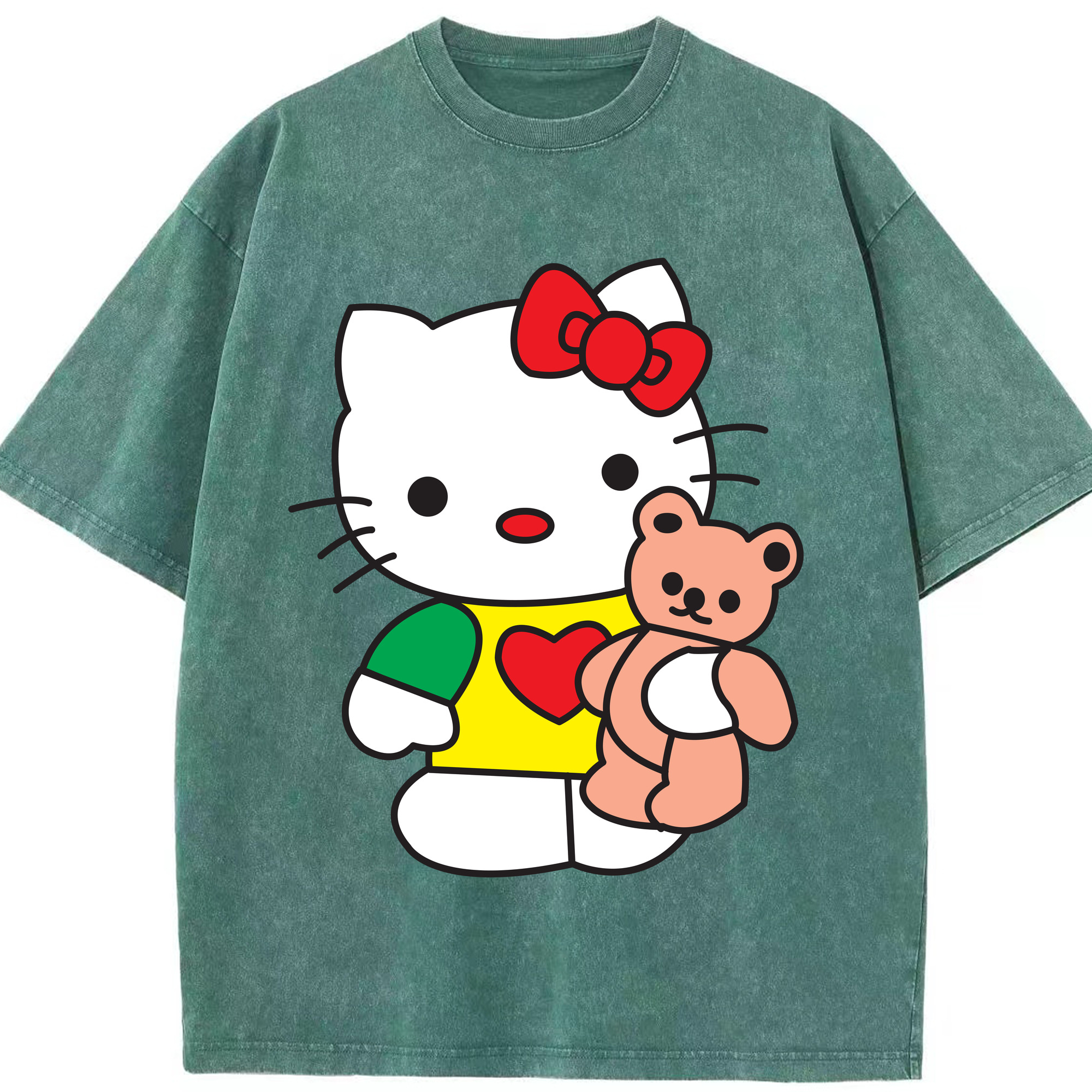 （画像用） Hello Kitty ハローキティ 綿100% ヴィンテージ風 半袖Tシャツ（フロントプリント）